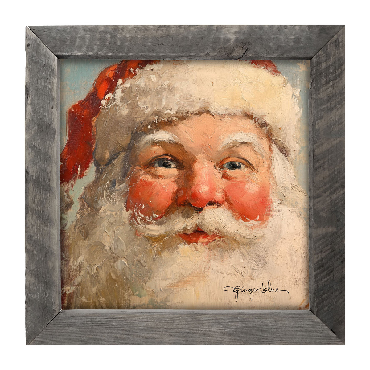 Rosey Cheek Santa Gazing - Framed Art