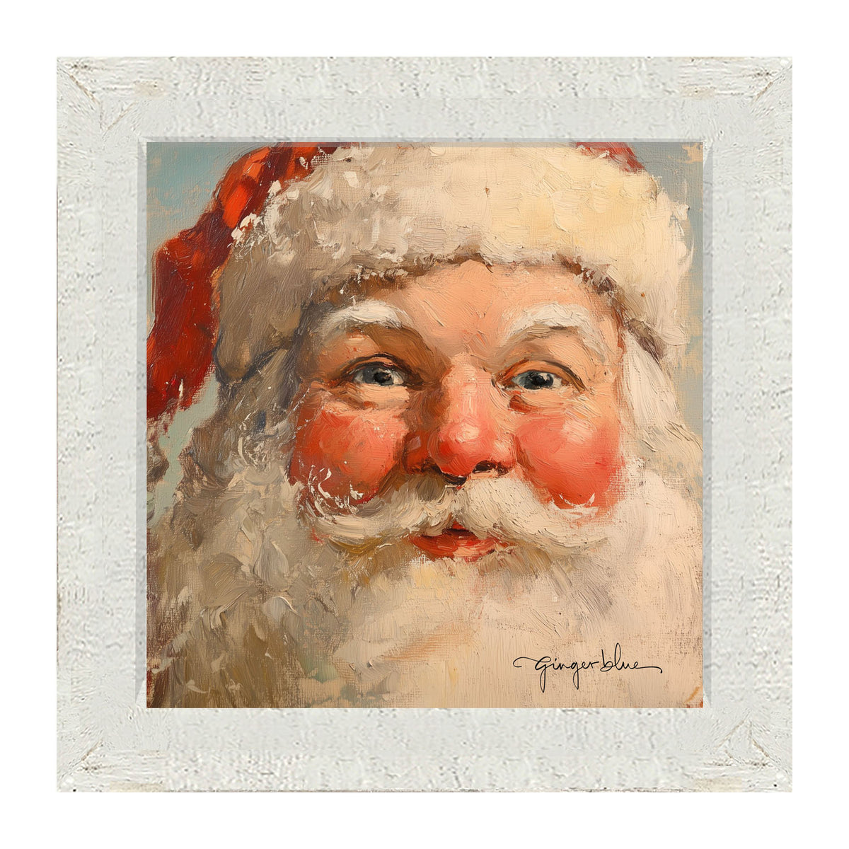 Rosey Cheek Santa Gazing - Framed Art