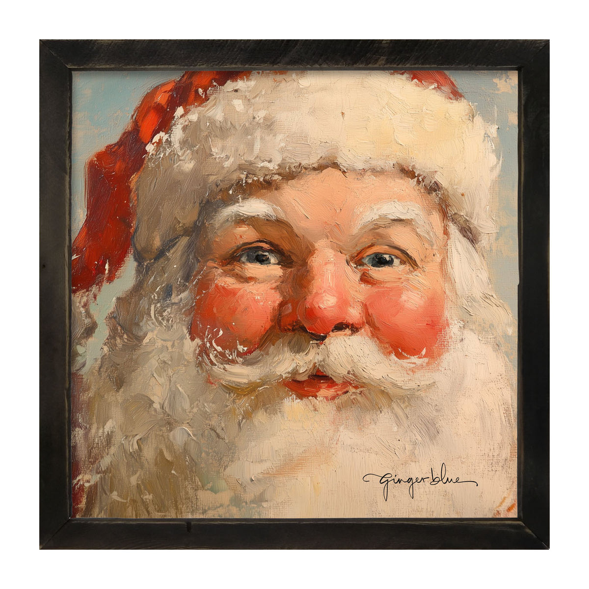 Rosey Cheek Santa Gazing - Framed Art