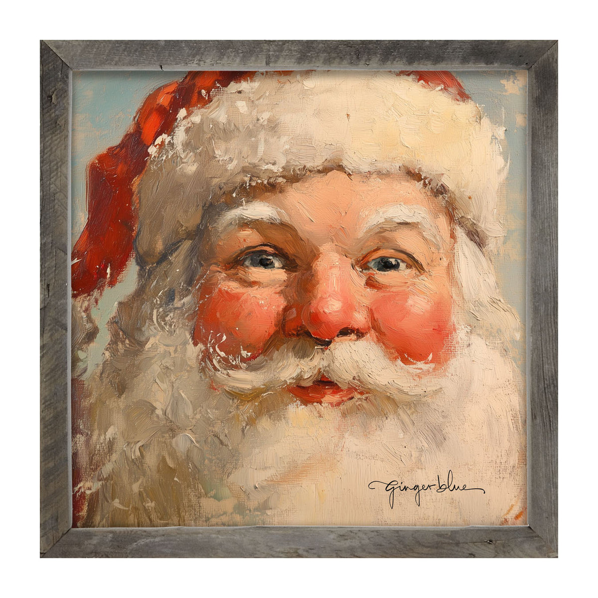 Rosey Cheek Santa Gazing - Framed Art