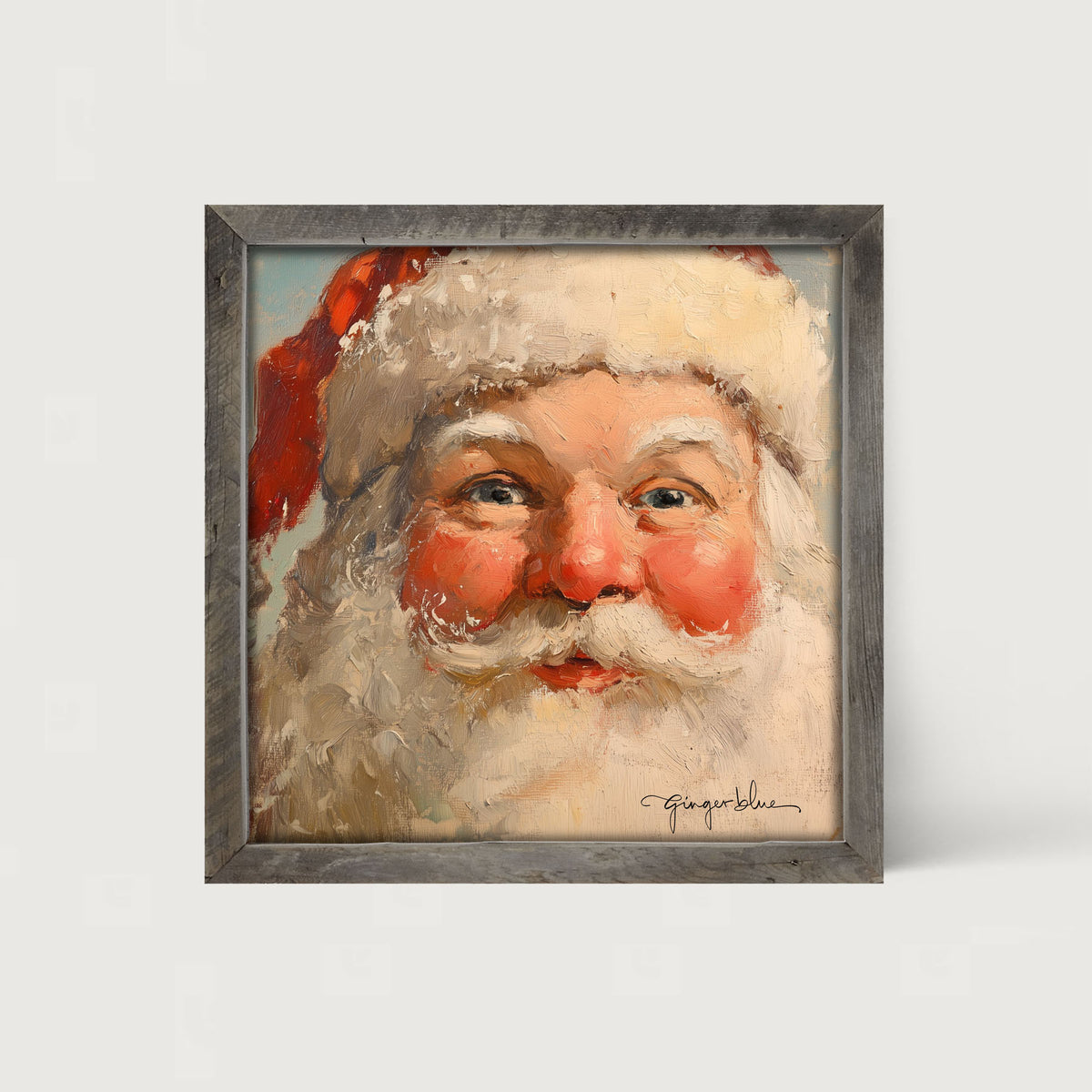 Rosey Cheek Santa Gazing - Framed Art