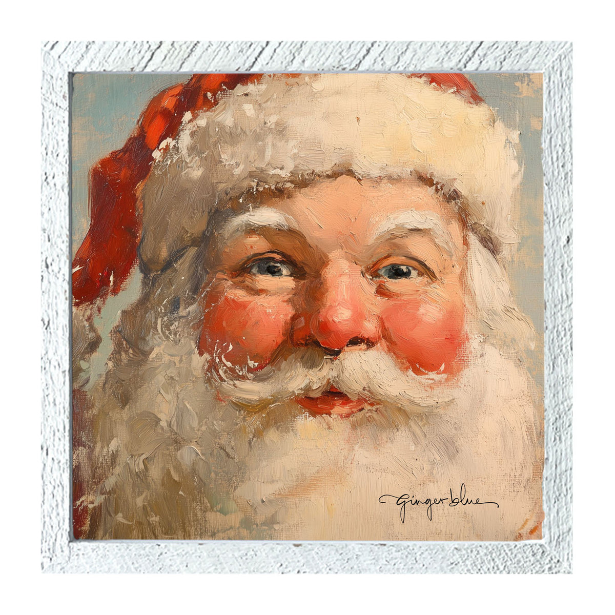 Rosey Cheek Santa Gazing - Framed Art