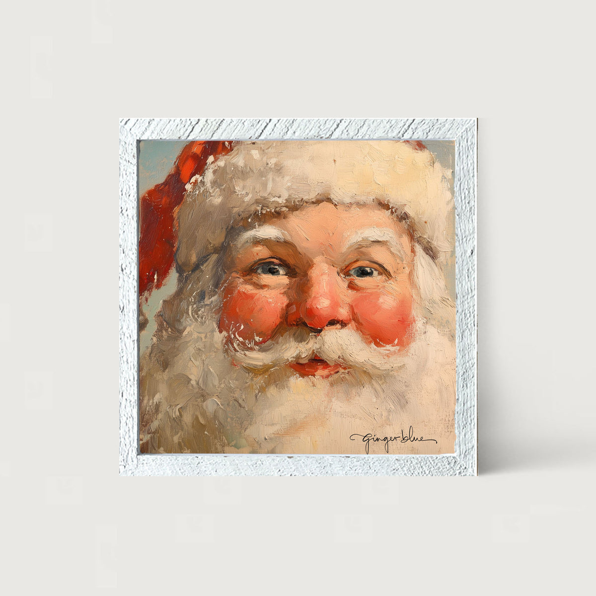 Rosey Cheek Santa Gazing - Framed Art