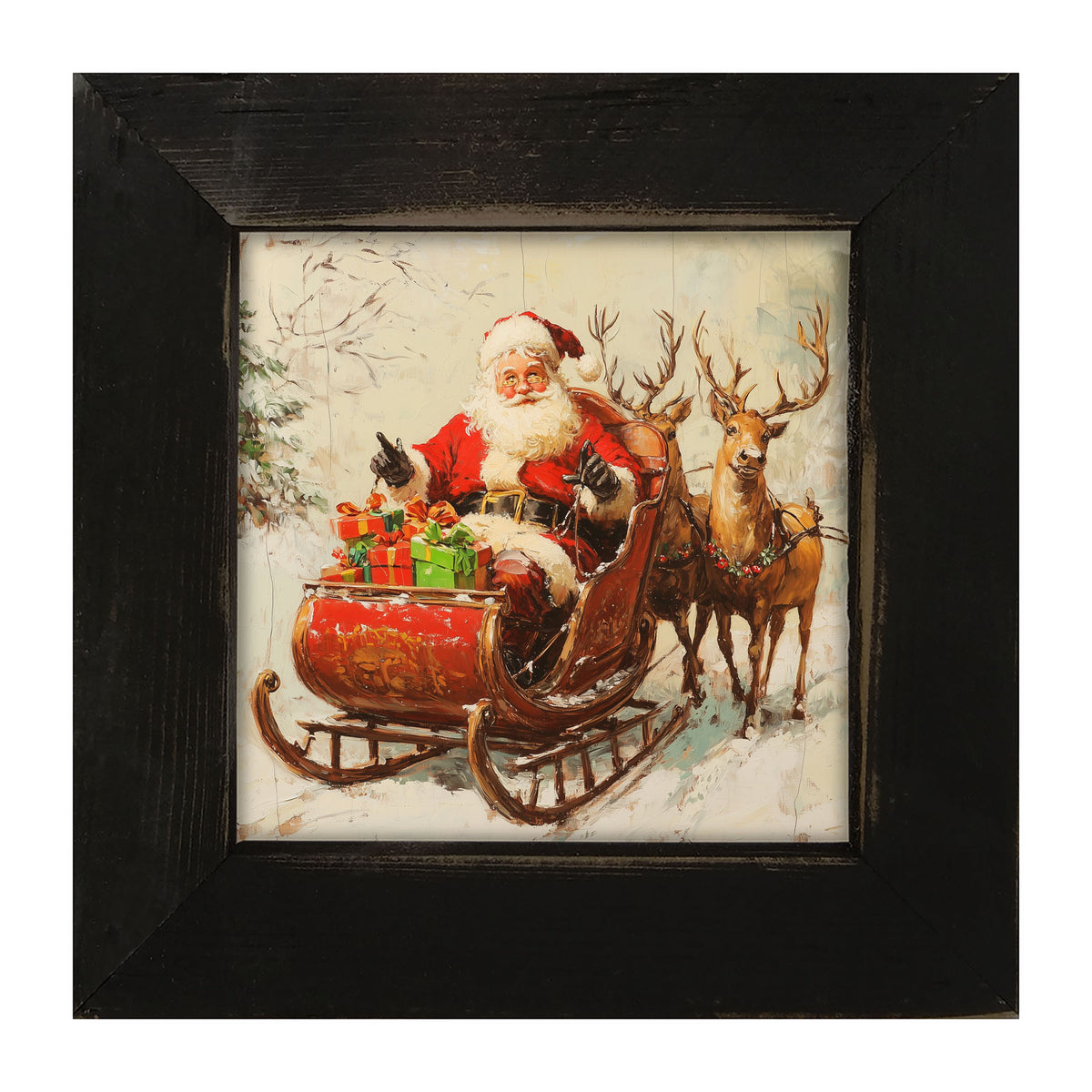 Santa in Sleigh - Framed Art