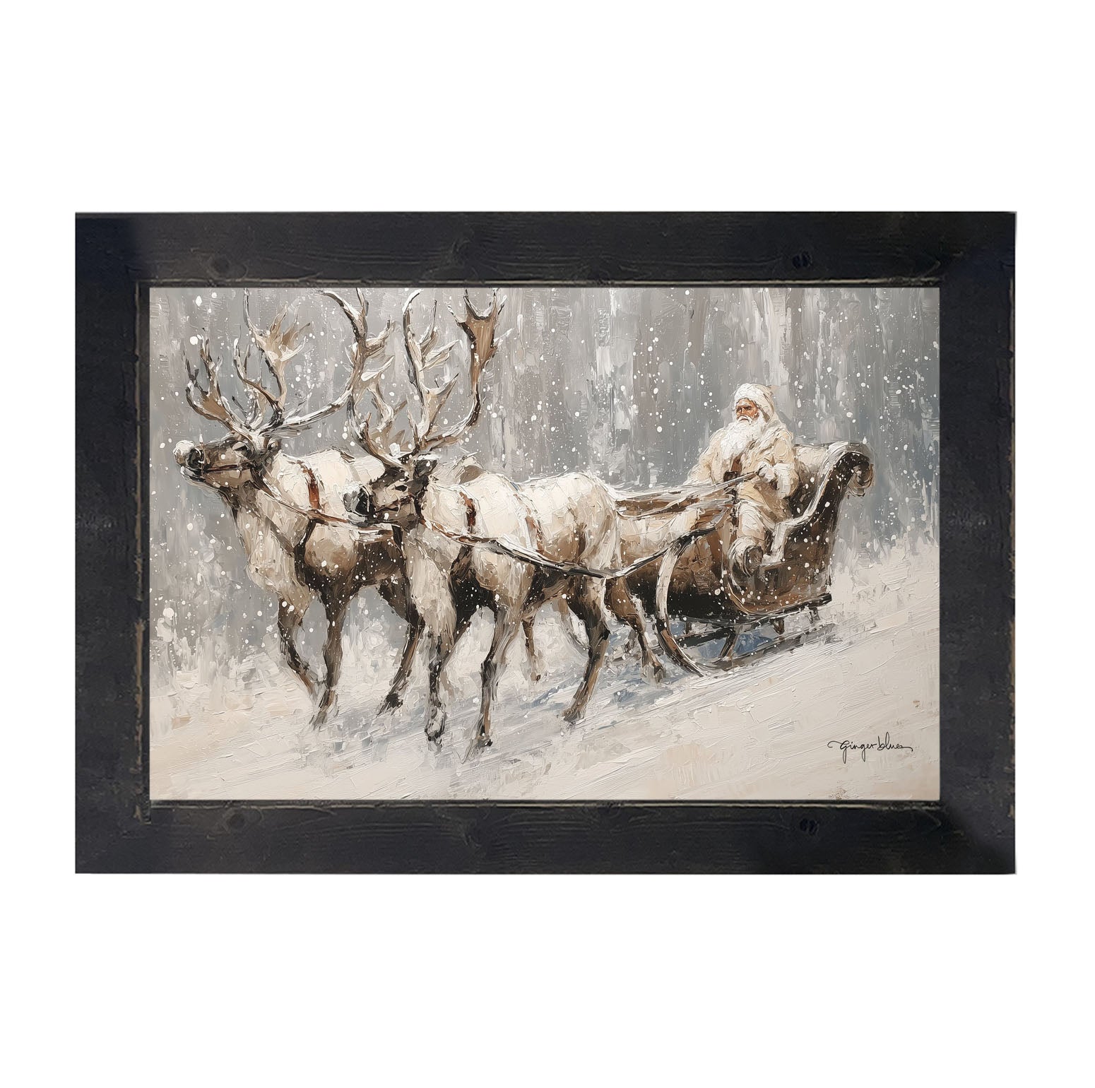 Sleigh Ride in Forest - Framed Art