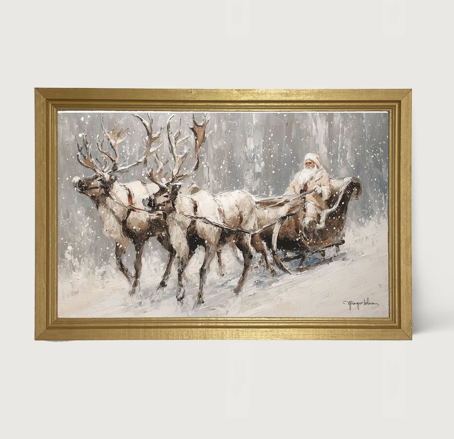 Sleigh Ride in Forest - Framed Art