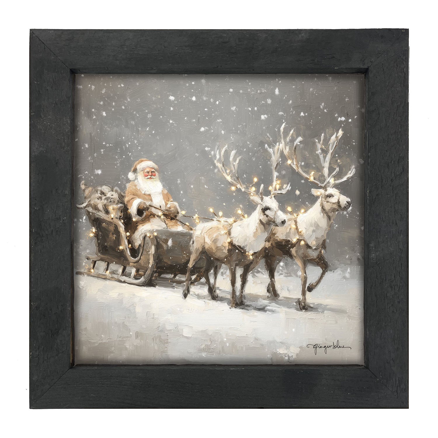 Christmas Lights on Sleigh - Framed Art