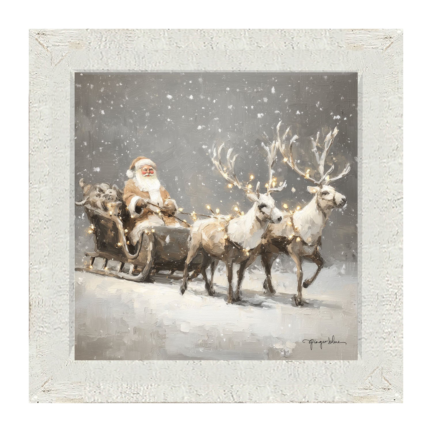 Christmas Lights on Sleigh - Framed Art