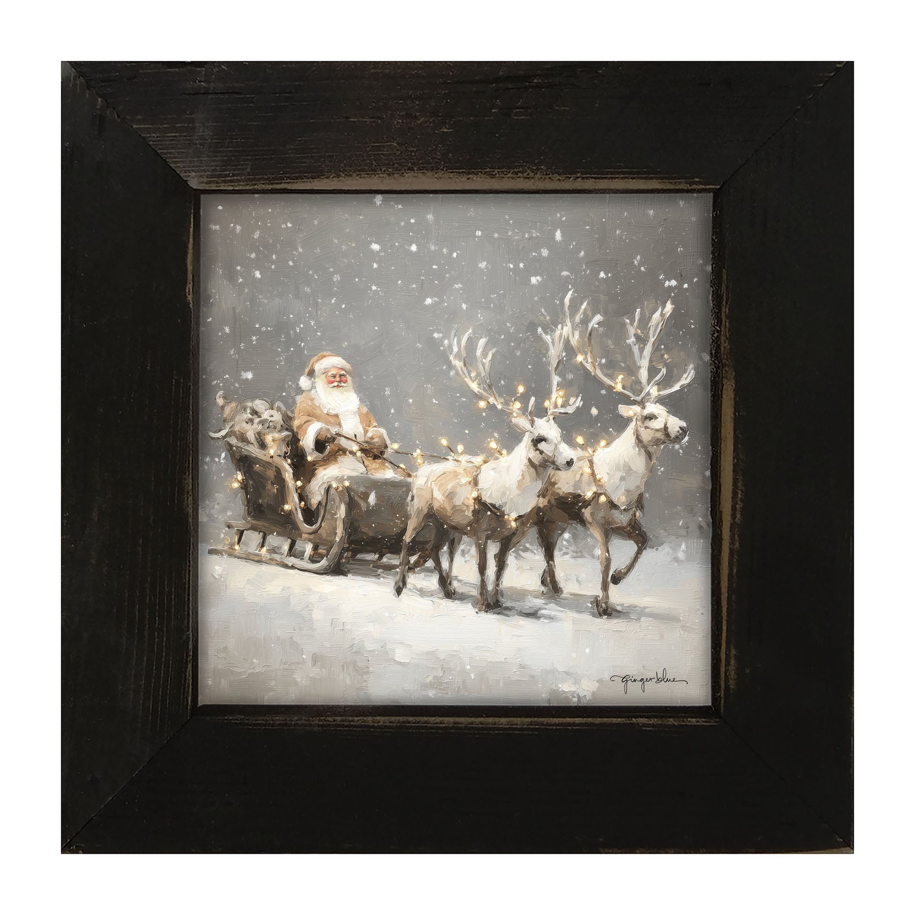 Christmas Lights on Sleigh - Framed Art