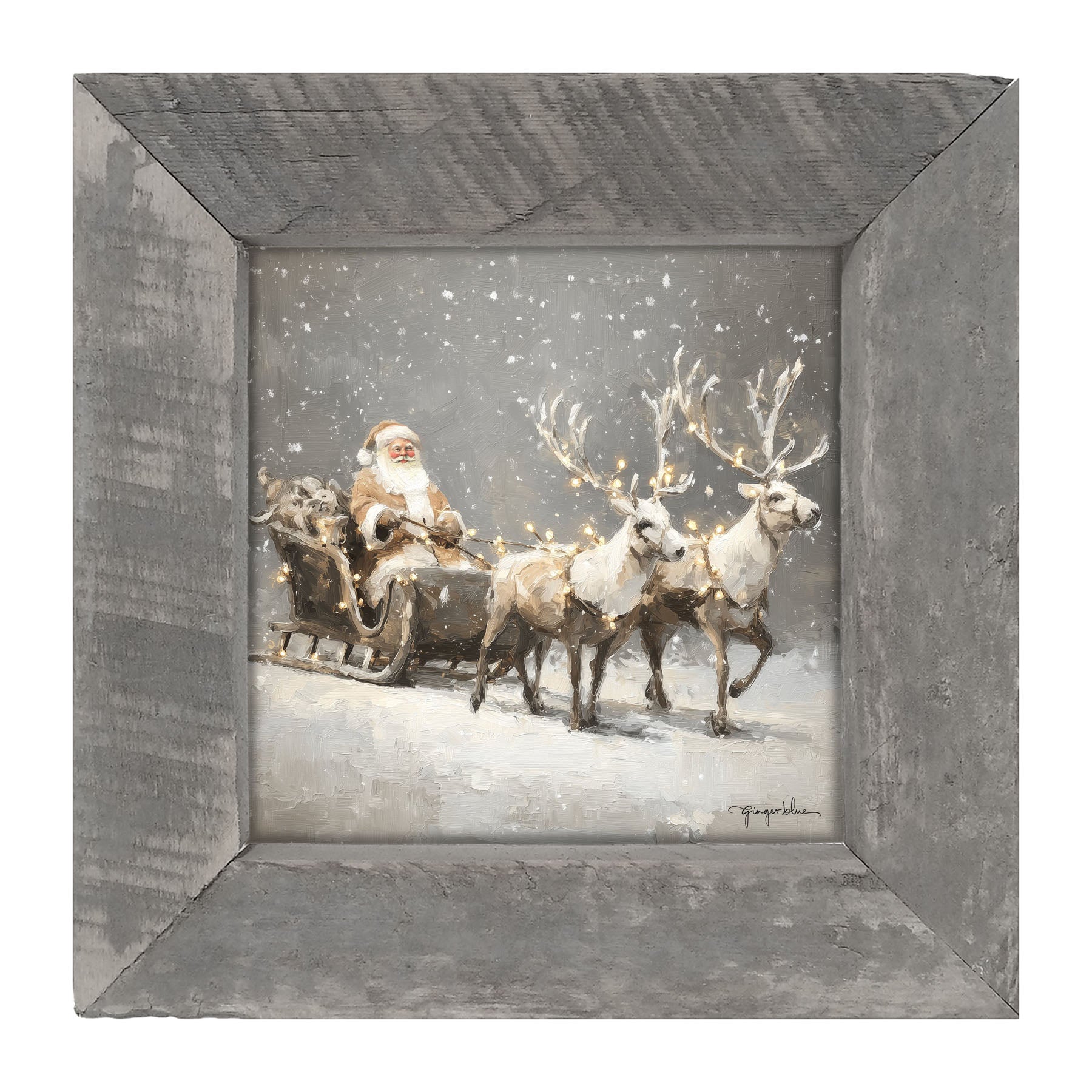 Christmas Lights on Sleigh - Framed Art