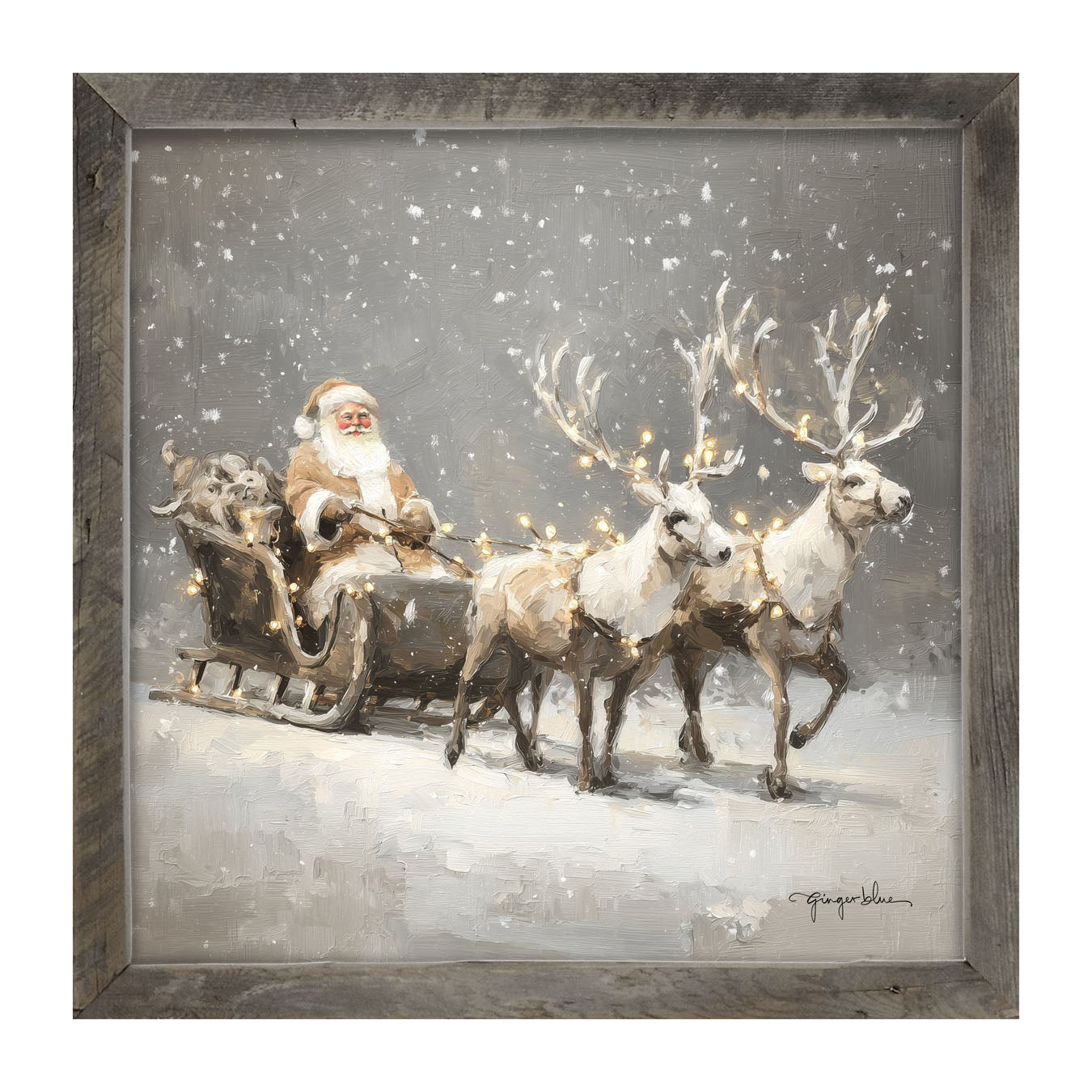 Christmas Lights on Sleigh - Framed Art