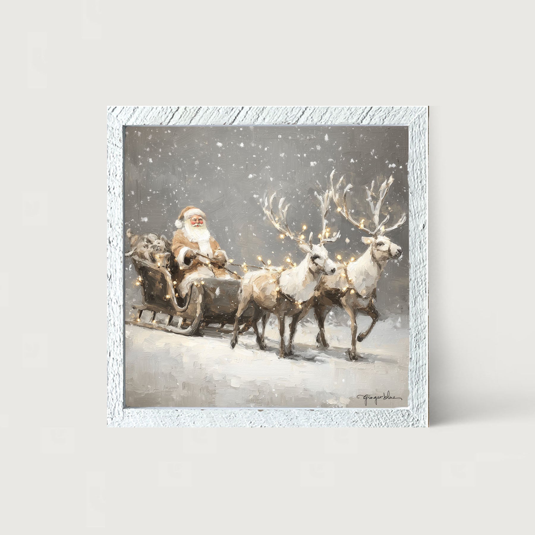 Christmas Lights on Sleigh - Framed Art