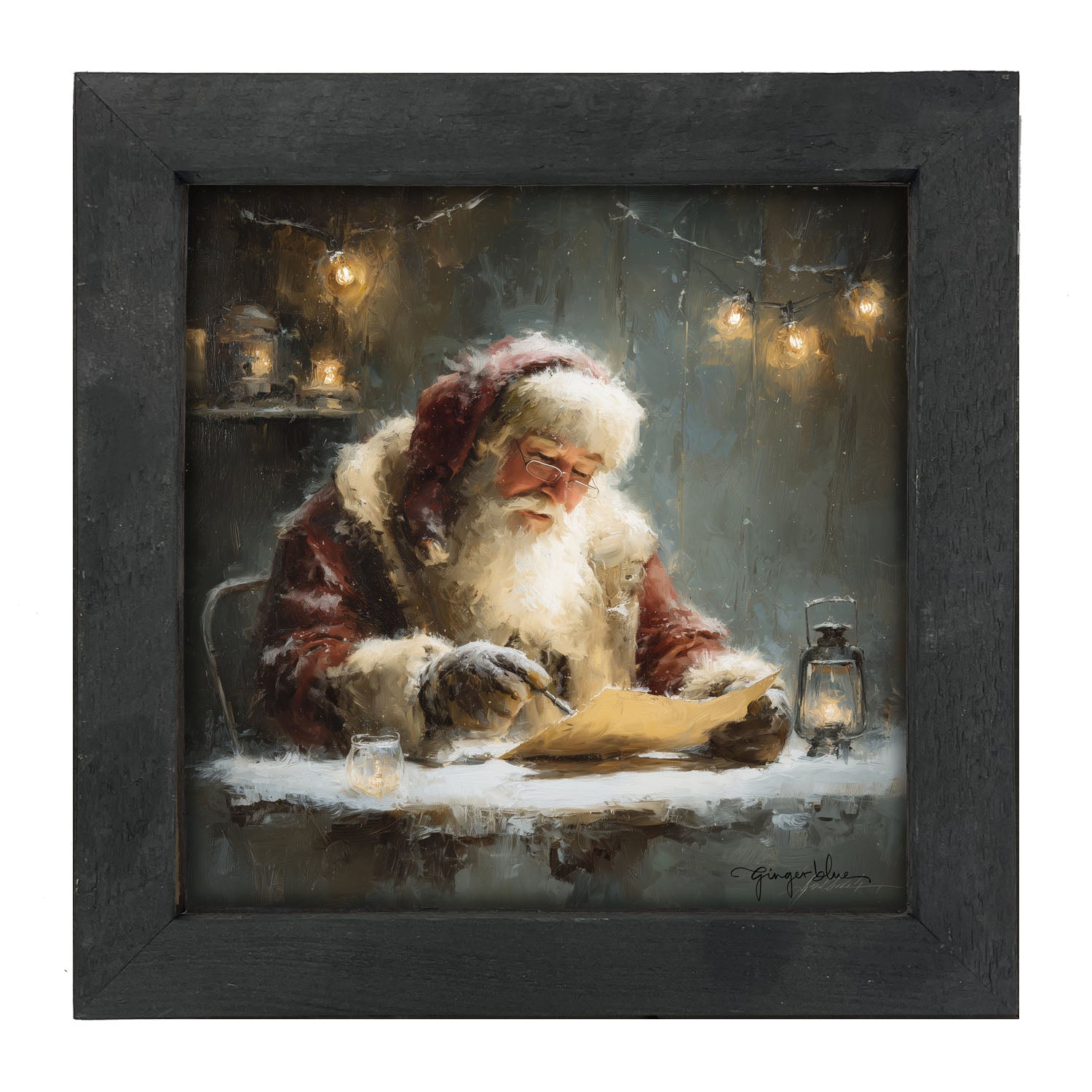 Santa Making his List - Framed Art