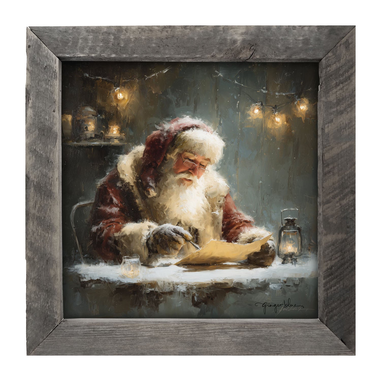 Santa Making his List - Framed Art