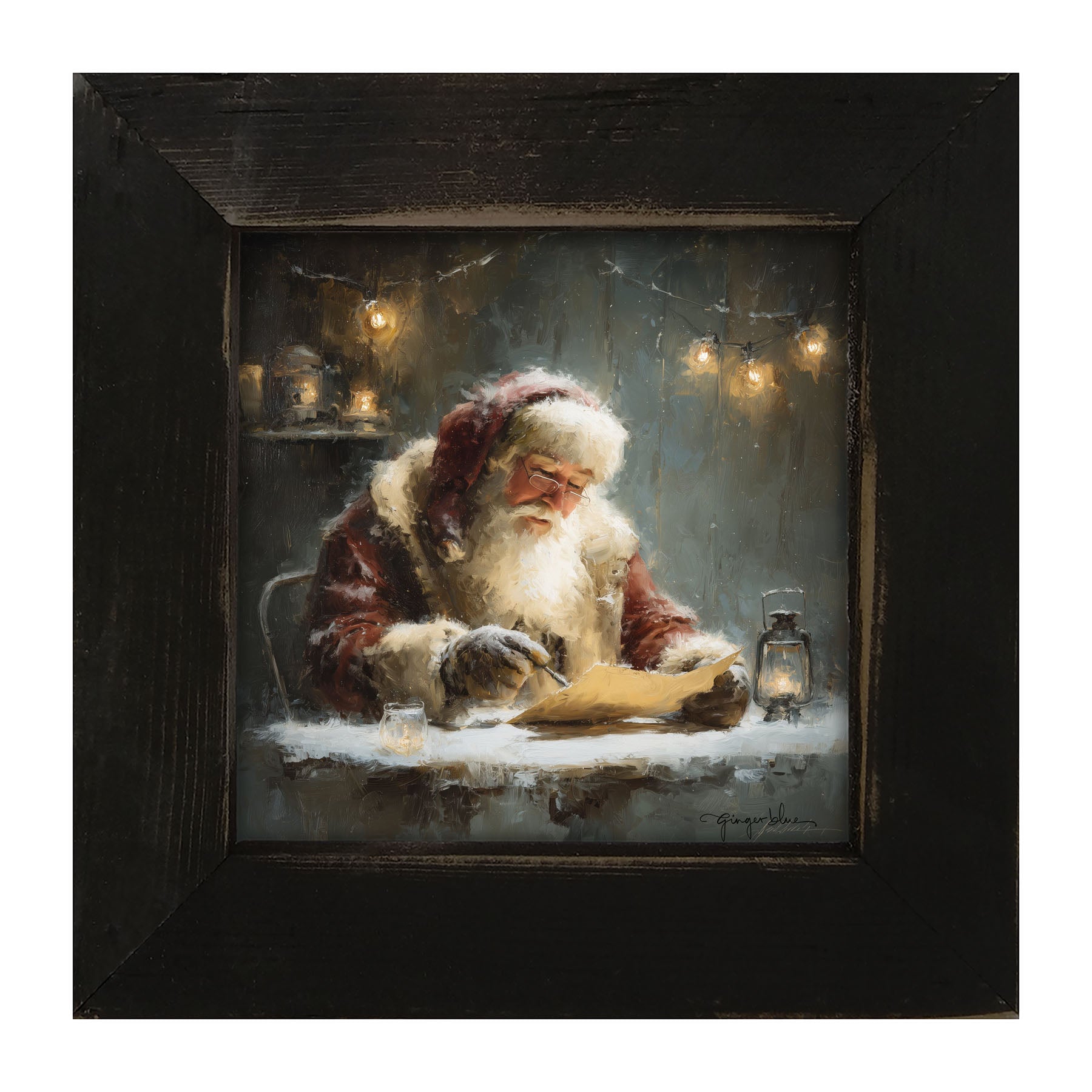 Santa Making his List - Framed Art