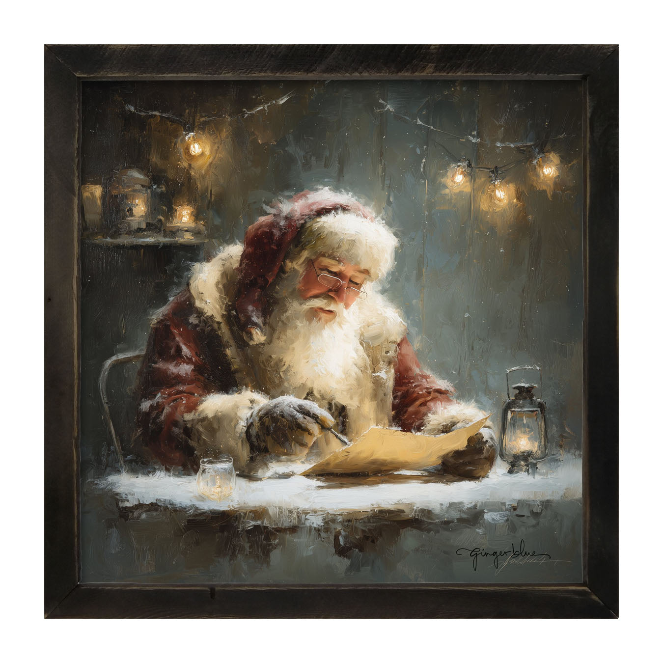 Santa Making his List - Framed Art