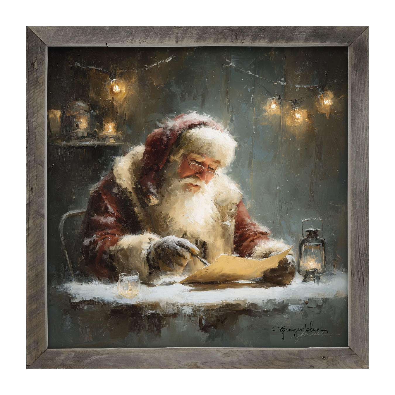 Santa Making his List - Framed Art