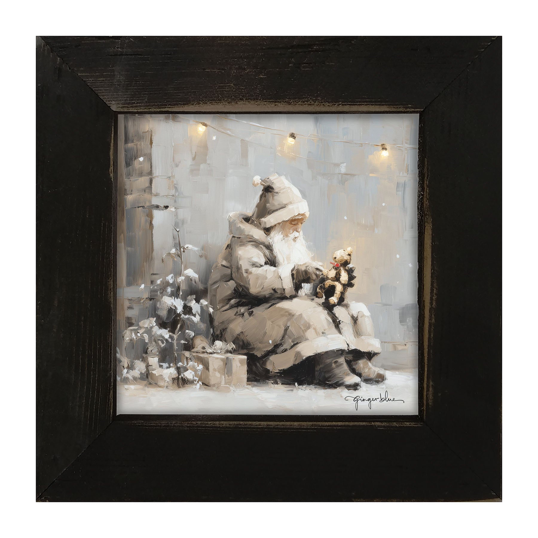 Santa with Teddy Bear - Framed Art