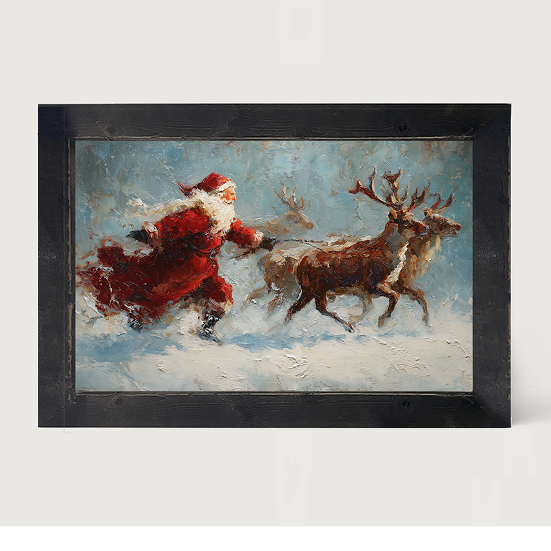 Santa Running with Reindeer