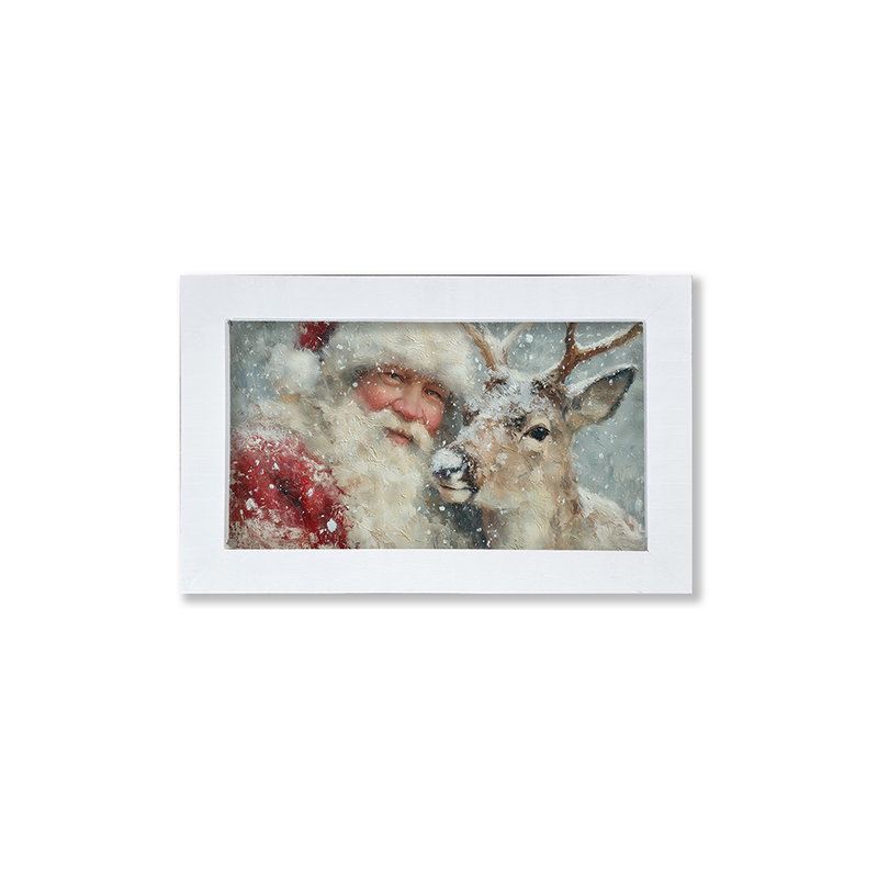 Santa and a Reindeer - Framed Art
