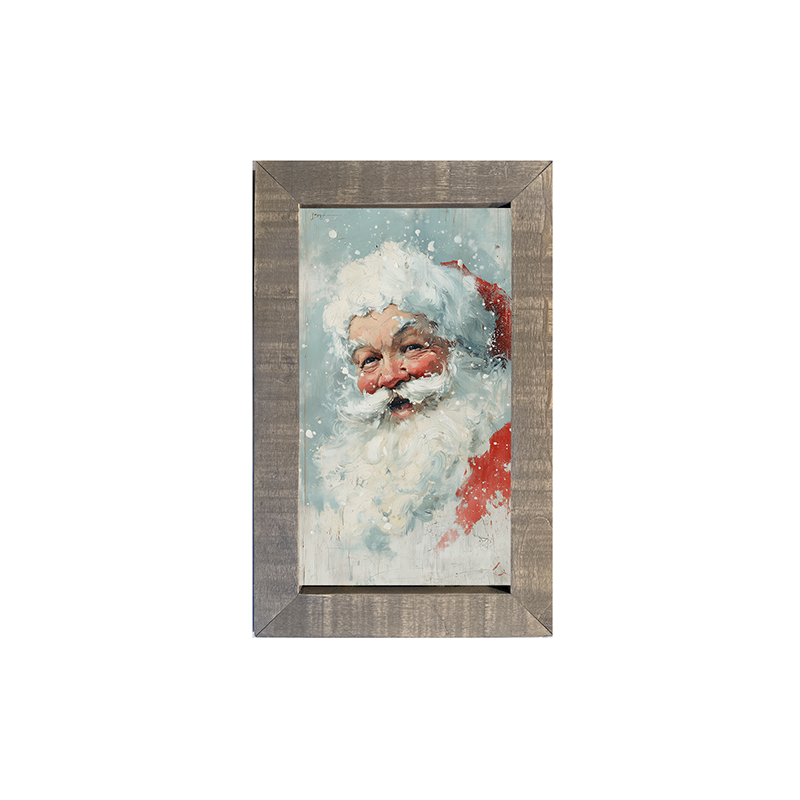 Snowy Santa Laughing - Framed Art