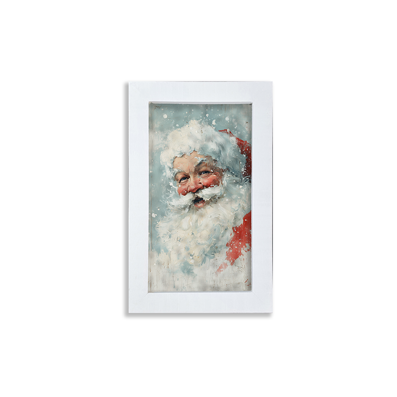 Snowy Santa Laughing - Framed Art