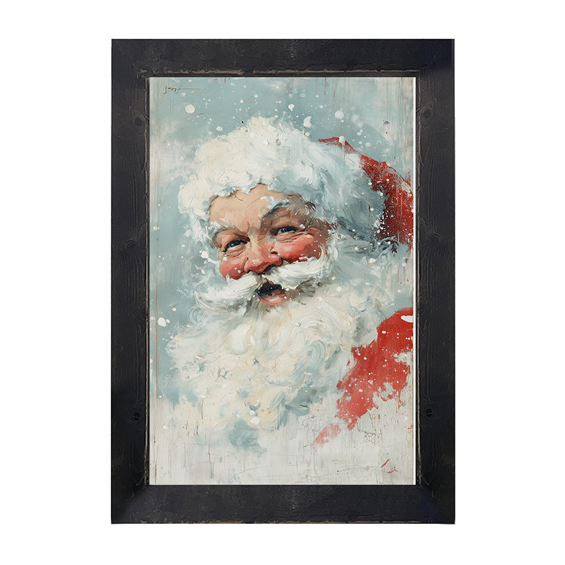 Snowy Santa Laughing - Framed Art