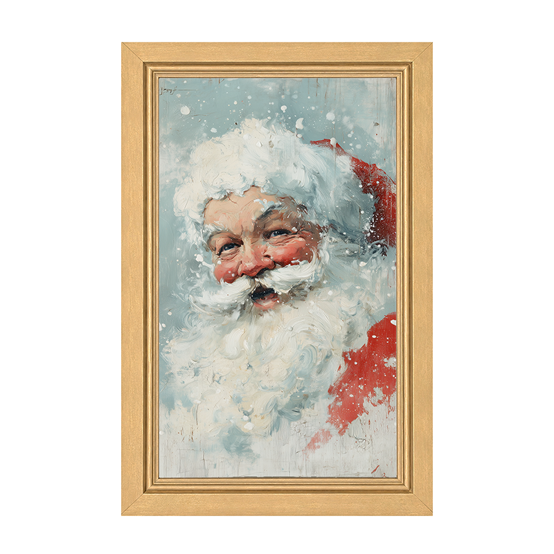 Snowy Santa Laughing - Framed Art