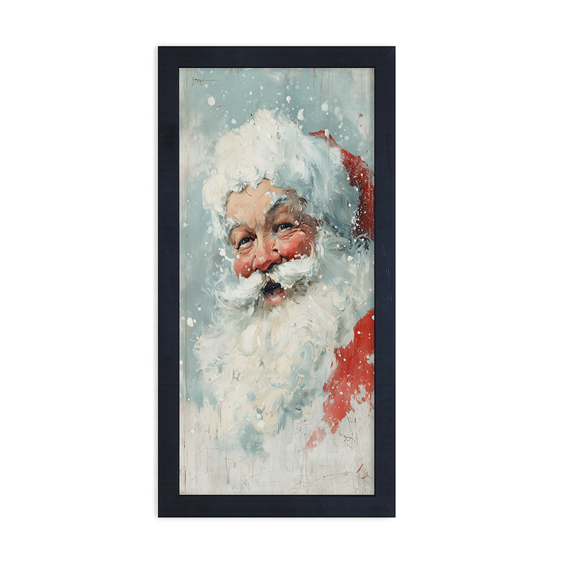 Snowy Santa Laughing - Framed Art