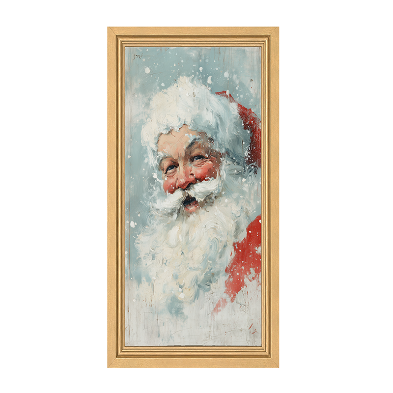 Snowy Santa Laughing - Framed Art