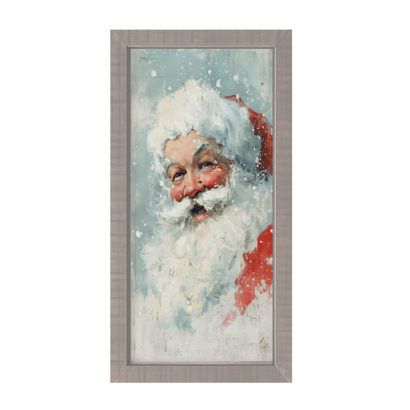 Snowy Santa Laughing - Framed Art