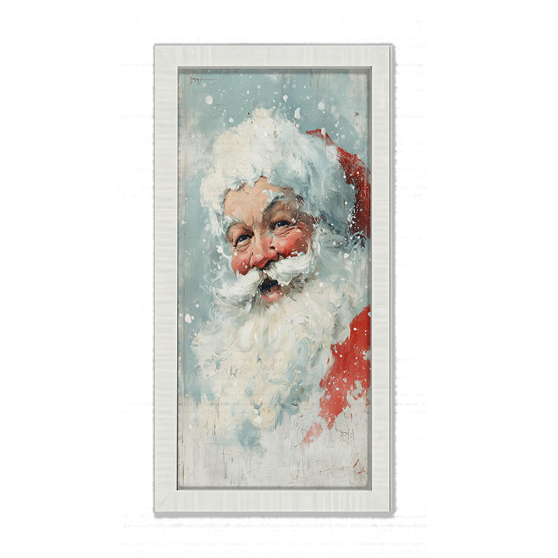 Snowy Santa Laughing - Framed Art