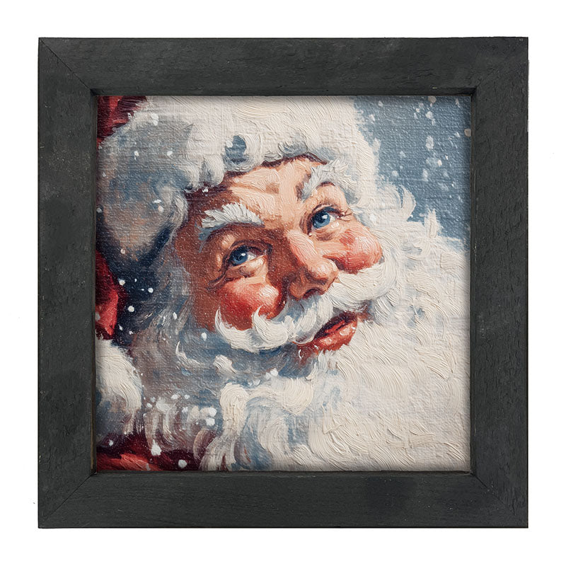 Snowy Santa Smiling - Framed Art