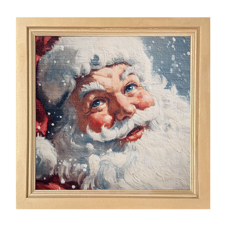 Snowy Santa Smiling - Framed Art