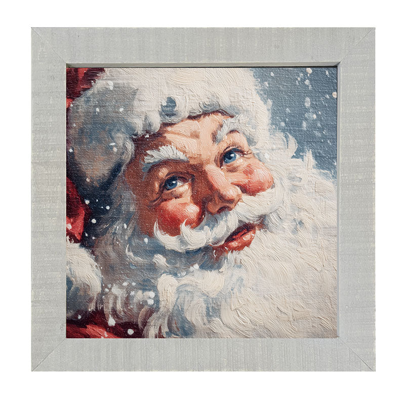 Snowy Santa Smiling - Framed Art