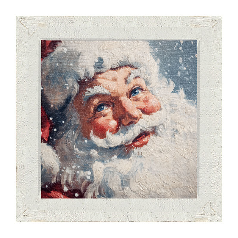 Snowy Santa Smiling - Framed Art