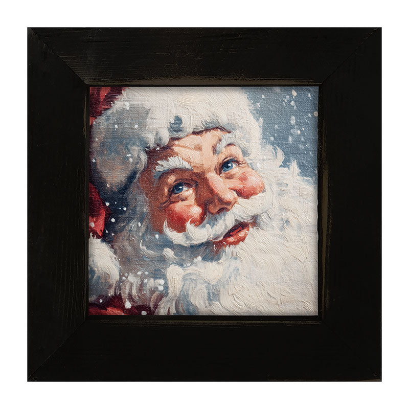 Snowy Santa Smiling - Framed Art
