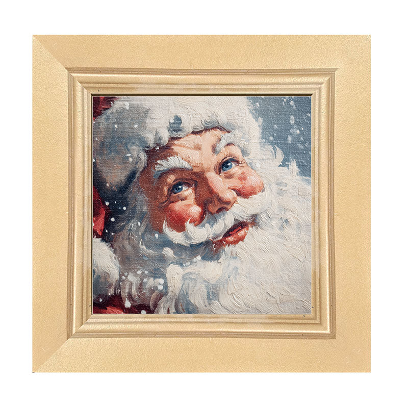 Snowy Santa Smiling - Framed Art