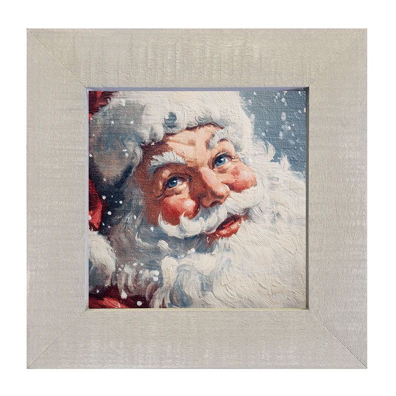 Snowy Santa Smiling - Framed Art