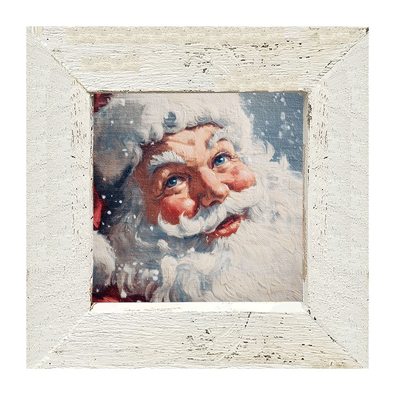 Snowy Santa Smiling - Framed Art