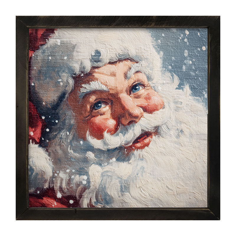 Snowy Santa Smiling - Framed Art