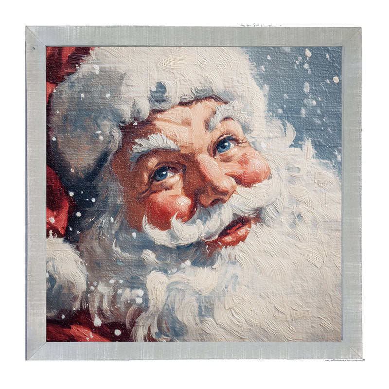 Snowy Santa Smiling - Framed Art