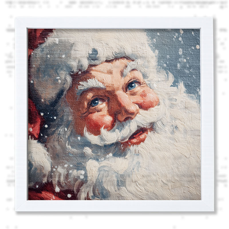 Snowy Santa Smiling - Framed Art