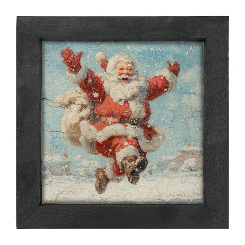 Snowy Santa Dashing through the Snow - Framed Art