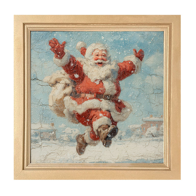 Snowy Santa Dashing through the Snow - Framed Art