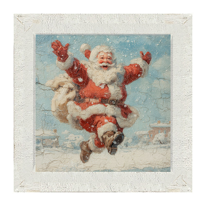 Snowy Santa Dashing through the Snow - Framed Art