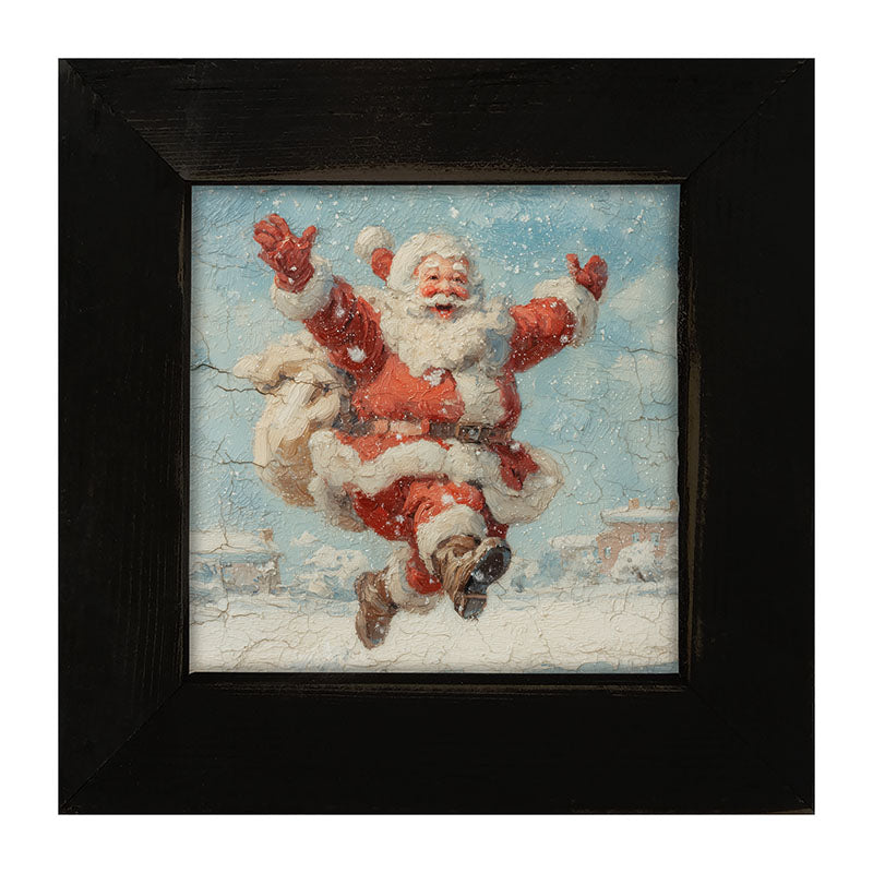 Snowy Santa Dashing through the Snow - Framed Art