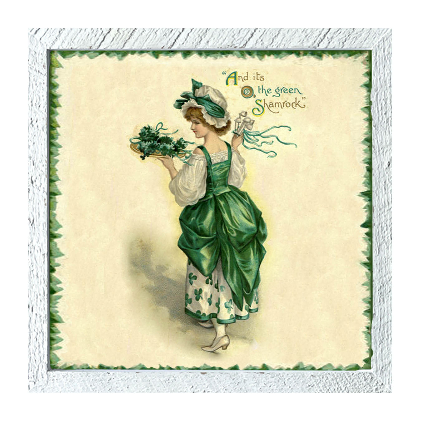 St. Patrick's Day Lady with Tray - Framed art