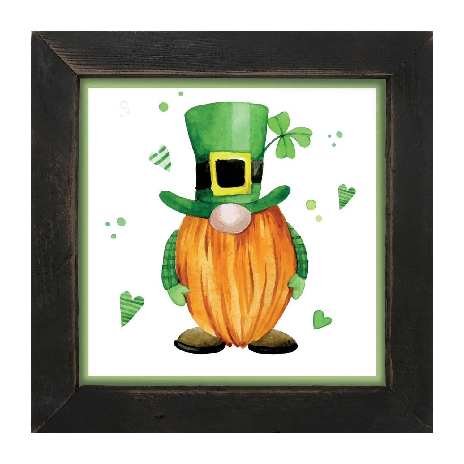 St. Patrick Gnome With Top Hat - Framed art