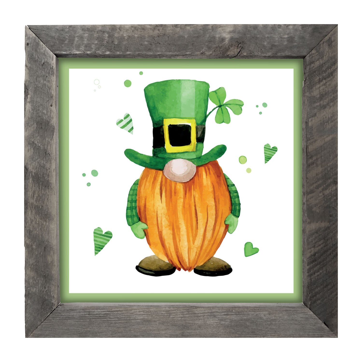 St. Patrick Gnome With Top Hat - Framed art